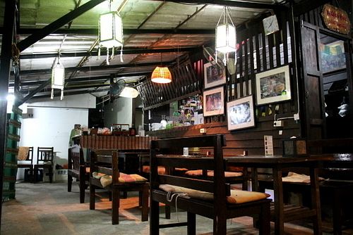 Bodhi Tree tables.  at Bodhi Tree Cafe in Chiang Mai