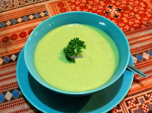 Avocado cucumber soup.  at Bodhi Tree Cafe in Chiang Mai