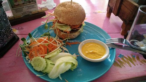 Vegan burger at Bodhi Tree Cafe in Chiang Mai