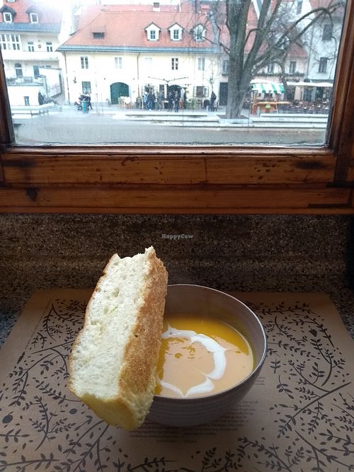 View from the cafe' onto the river. The location is great!  at Barbarella Arkade in Ljubljana