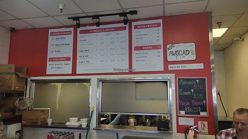 Counter and menu at Flame Broiler in Flagstaff