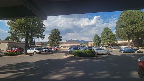 View from door at Flame Broiler in Flagstaff