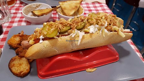 American hot dog at Distrito Vegano in Madrid