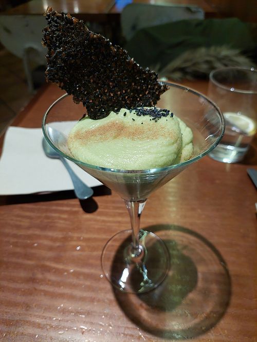 Dessert: avo plus lime mousse (sort of) at La Encomienda in Madrid