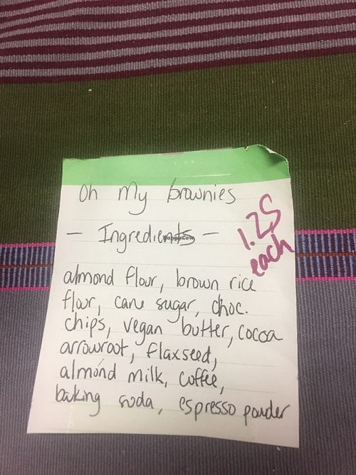 In case you're wondering what's in those luscious brownies...  at Munch On and Beyond in San Antonio