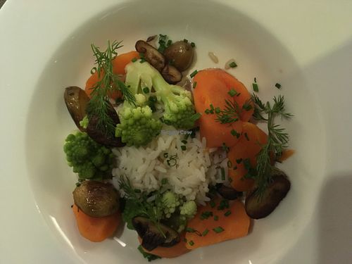 Vegan main course when I visited on April 2019. It was simple yet flavorful : rice with vegetables (carrot, shitake mushroom, Romanesco cabbage and fresh herb) at Le Bistrot des Belles Caves in Tours