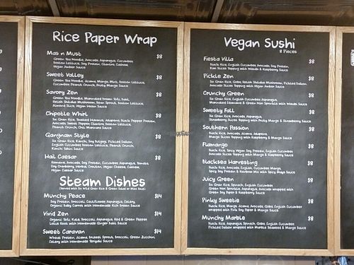 wraps and sushi menu at Acai Berry in Brooklyn