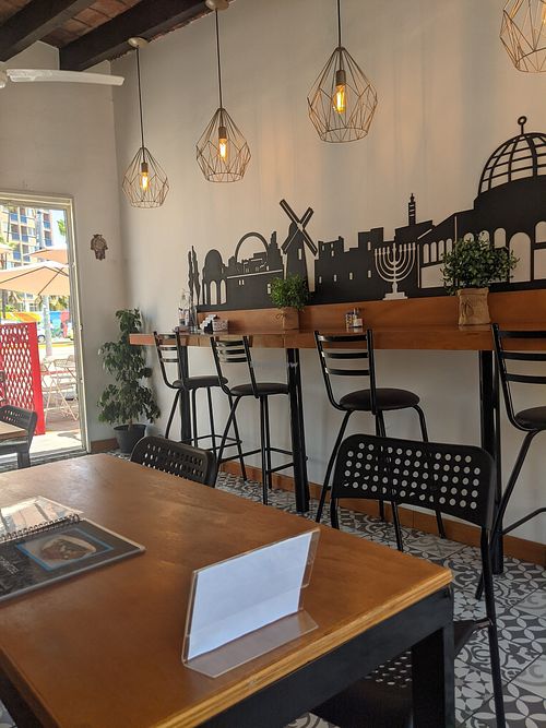 Seating area at Falafel Comida Israeli in Ensenada