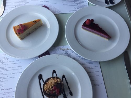 All desserts before they were eaten: raw vegan, refined sugar free and super delicious at Omnia Blue  in Dubai