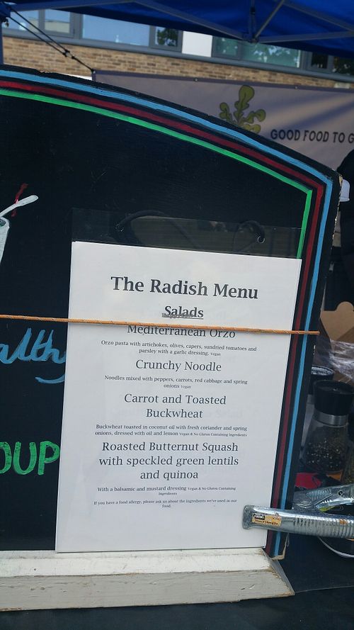 Menu - university farmers market  at The Radish in Lancaster
