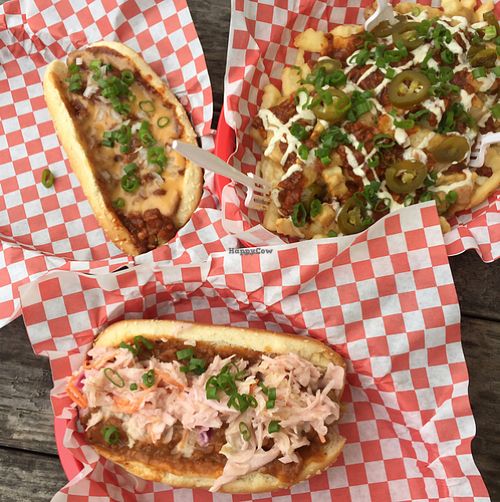 dogs and loaded fries at Doggie Style - Food Trailer in Austin