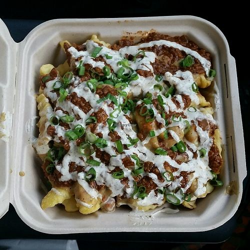 Stacked fries at Doggie Style - Food Trailer in Austin
