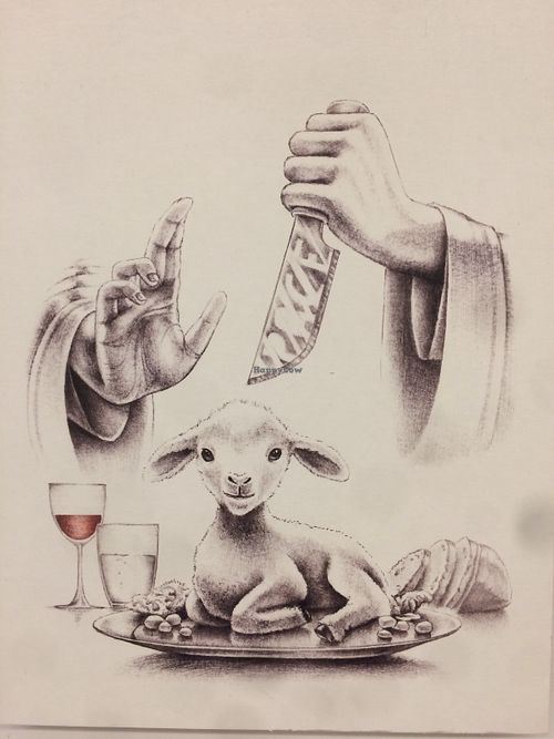 Art piece  at Wani Vegan Bakery in Rome