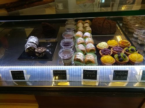 Their fridge all vegan at Wani Vegan Bakery in Rome