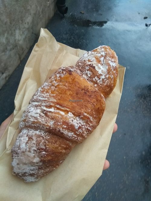 The Cornetto with chocolate cream inside for 1,50euros at Wani Vegan Bakery in Rome