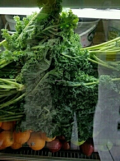 Fresh kale and fruits for green smoothies at Jahlookova Organic Vegetarian in New York City