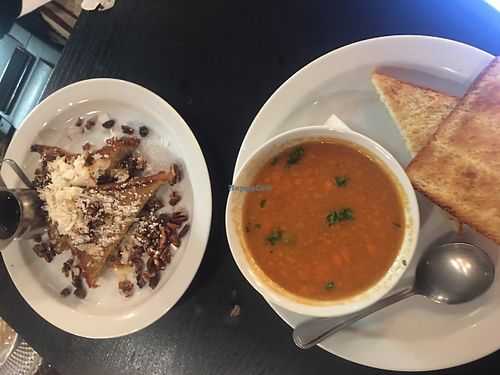 Soup and the famous cardamom and coconut French toast at The Hazel Room in Portland