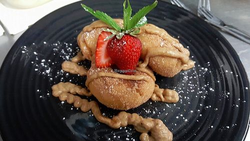 Vegan donuts with homemade raw caramel sauce at Nourish Foods and Catering  in Toukley