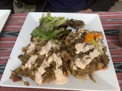 Custom gluten-free “panini.” Another esthetic fail that was deeeelicious! at Origins Cafe in Cooperstown