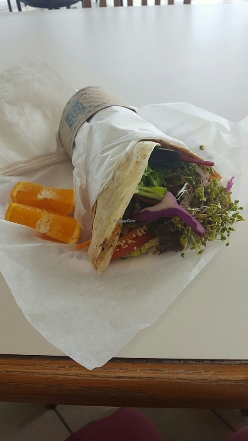 delicious vegan wrap at It's All Good Organic in Calgary