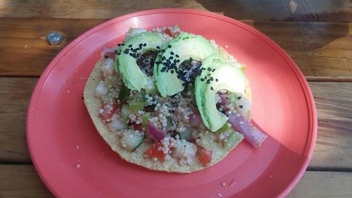quinoa, tomato, cucumber, avocado ceviche. good!  at Veguisima in Mexico City