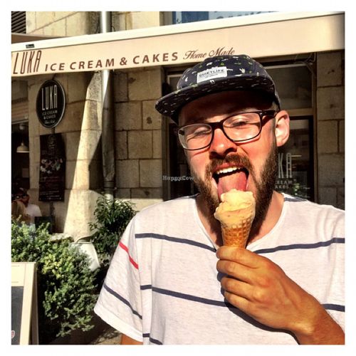 peach ice creammmmmm at Luka Ice Cream & Cakes in Split