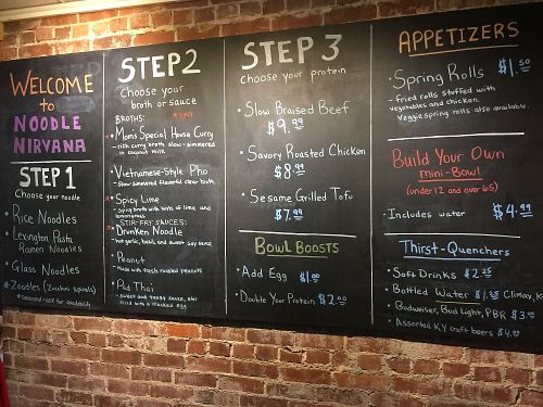 Choices  at Noodle Nirvana in Berea