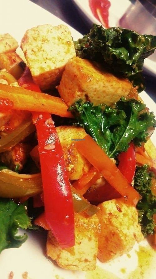 Marinated tofu with vegetables  at El Fogon Verde in Madrid