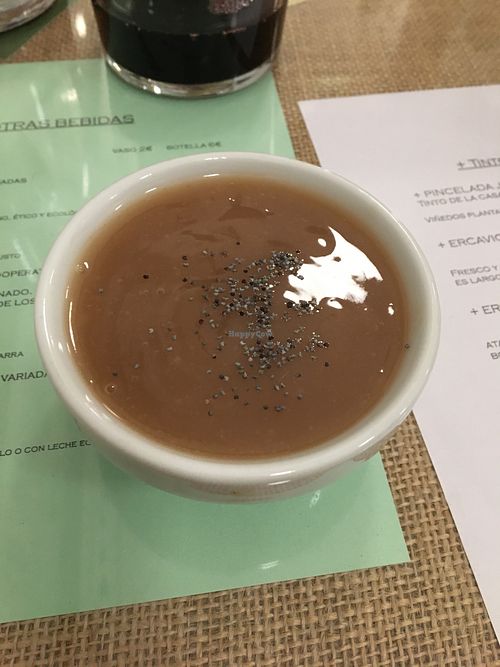 Wine and fruit custard at El Fogon Verde in Madrid