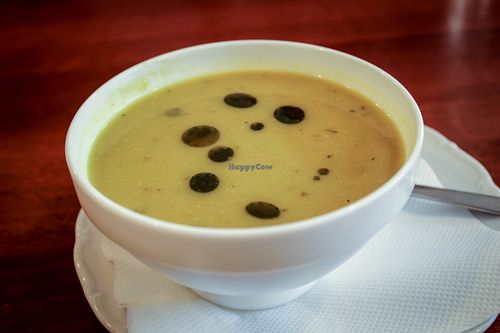 green pea soup with mint at Veget in Prague