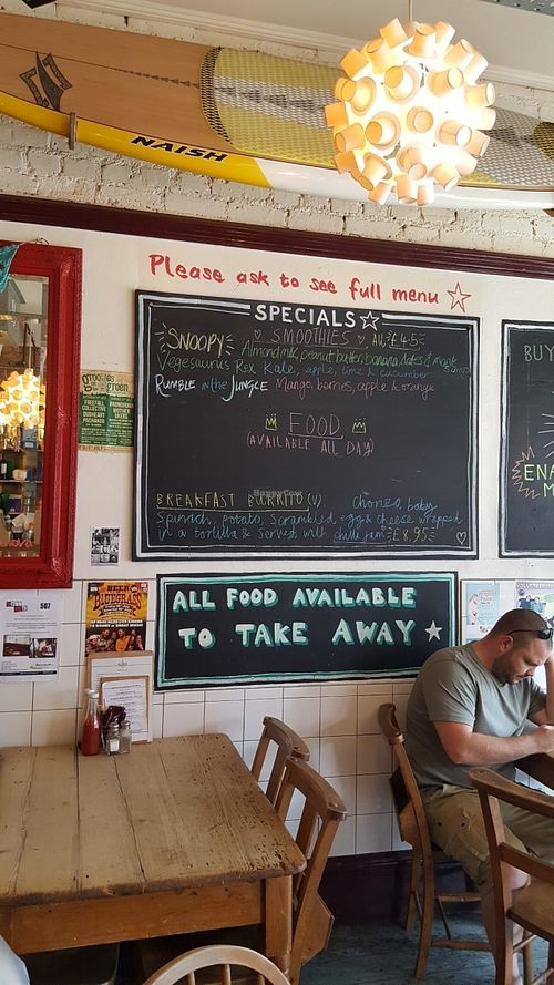 Soecials board at Cafe Boscanova in Bournemouth