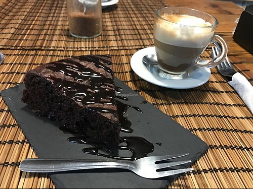 chocolate cake and hazelnut mocca at Bioloco in Gran Canaria