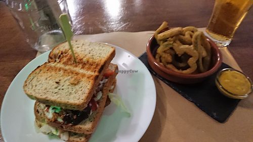 Club Sandwich & Fried Green Pepper at Bioloco in Gran Canaria
