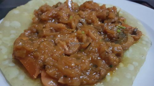 Garlic mushroom on puri (vg) at Raj Tandoori in Newcastle Upon Tyne