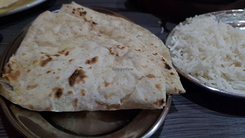 Chapatis and rice at Raj Tandoori in Newcastle Upon Tyne