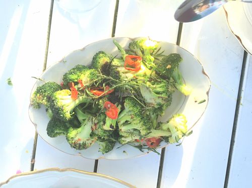 broccoli salad with fresh herbs at Hornuddens Tradgard in Straengnaes