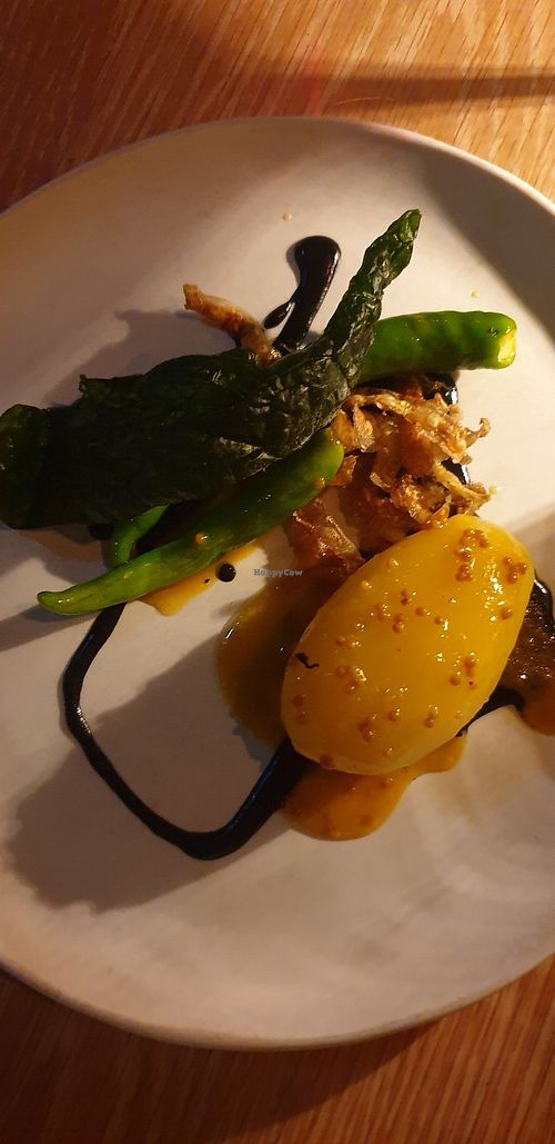 Dutch cream potato with fushimi, crispy kale at Yellow in Sydney