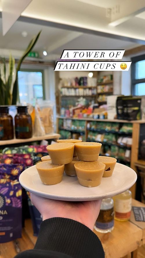 Raw caramel tahini cups - no refined sugar of course! at Sprout Health Foods in Newquay