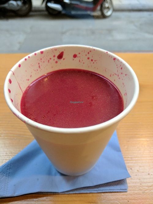 Beetroot Soup, so delicious!! at Feyrouz in Athens