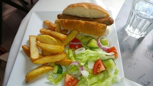 Vegan hotdog at Veggie Rae in Bury