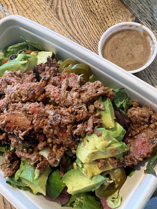 Vegan taco bowl with the dressing   at B.GOOD in South Portland