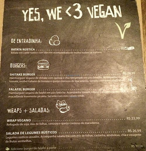 Vegan menu - Portuguese at Mooo in Recife
