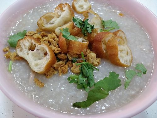 porridge with fried dough at Jixiang Vegetarian in West Singapore