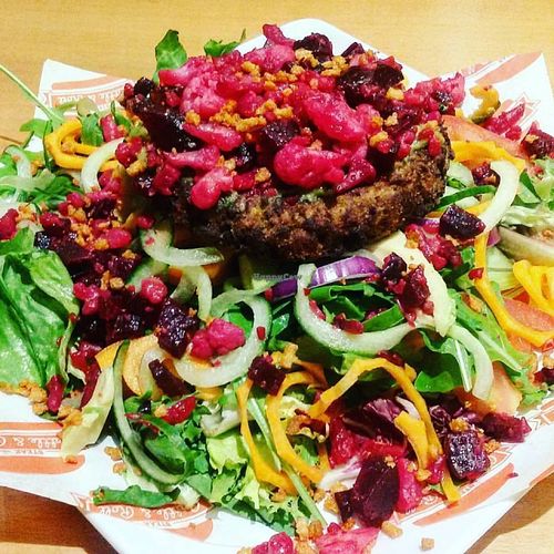 Vegan burger on salad at Steak Cattle & Roll - Sauchiehall St in Glasgow