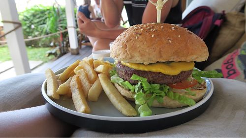 vegan cheese burger  at The Shady Shack in Canggu