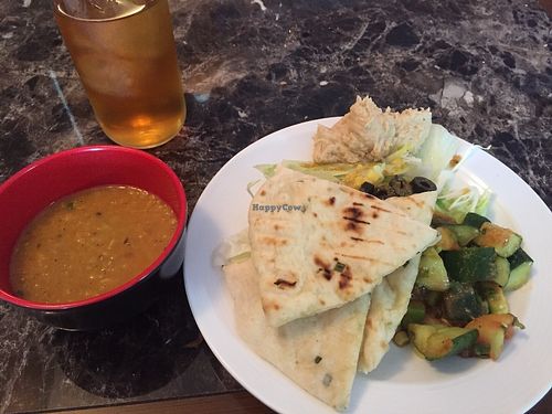 Lentil Soup, Naan Bread, Salad and Hummus at Everest Kitchen in Saipan