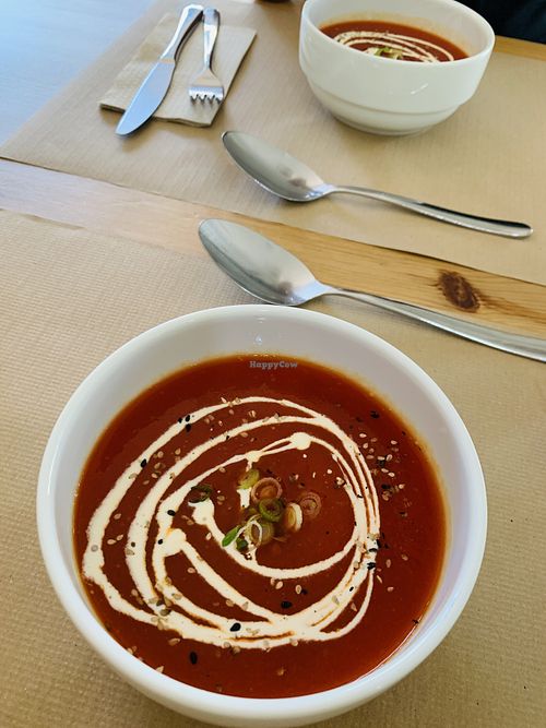 Beetroot soup   at Alfarroba Cafe in Albufeira