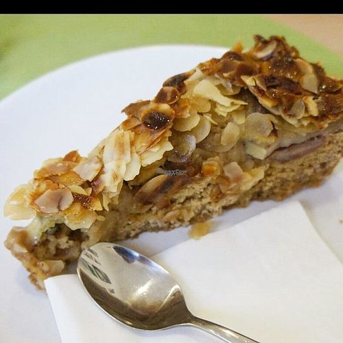 Apple/almond cake without refined sugar at Alfarroba Cafe in Albufeira