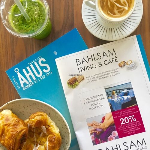 Afternoon snack with one of their many magasines. at Bahlsam Living and Cafe in Ahus