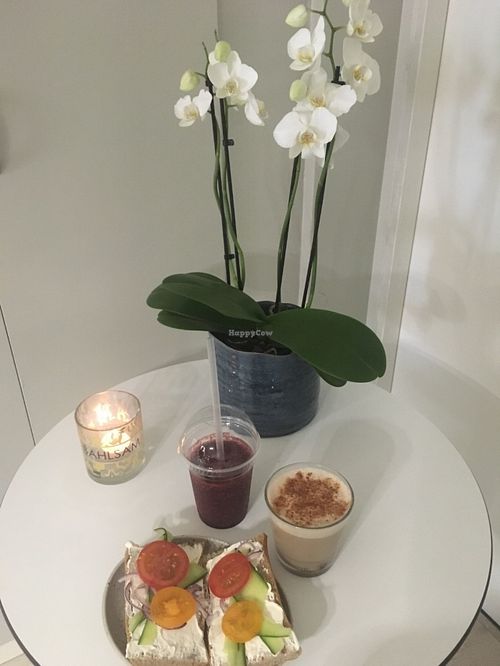 Breakfast in the spa area  at Bahlsam Living and Cafe in Ahus